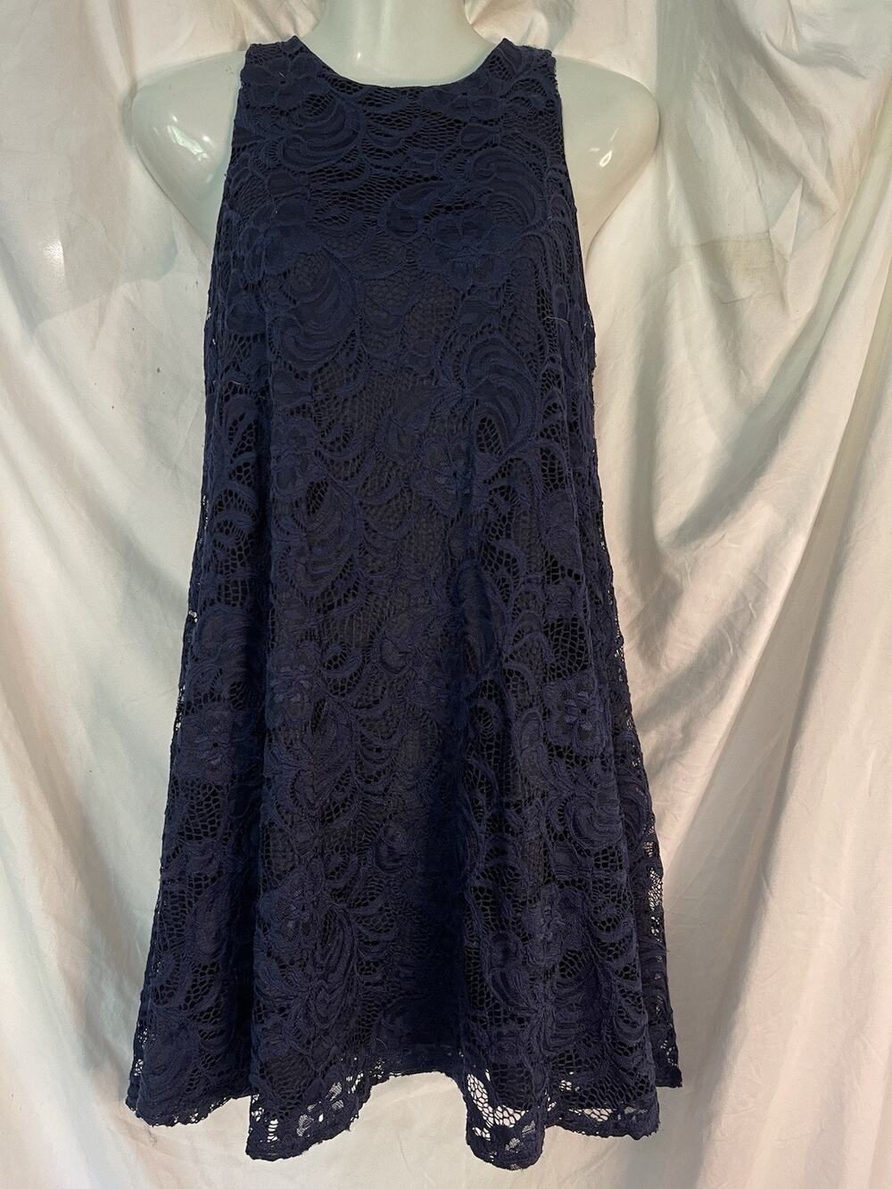 Altar'd State Dress Women’s Size Small Navy Lace Lined A-Line Cutout Pullover